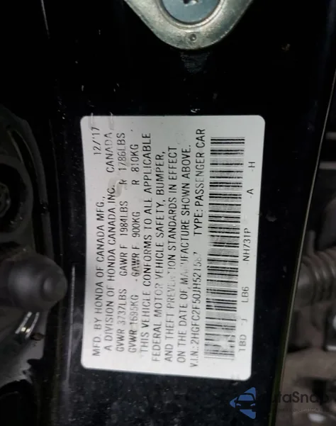 2018 Honda Civic Lx from USA, damaged, VIN 2HGFC2F50JH521587